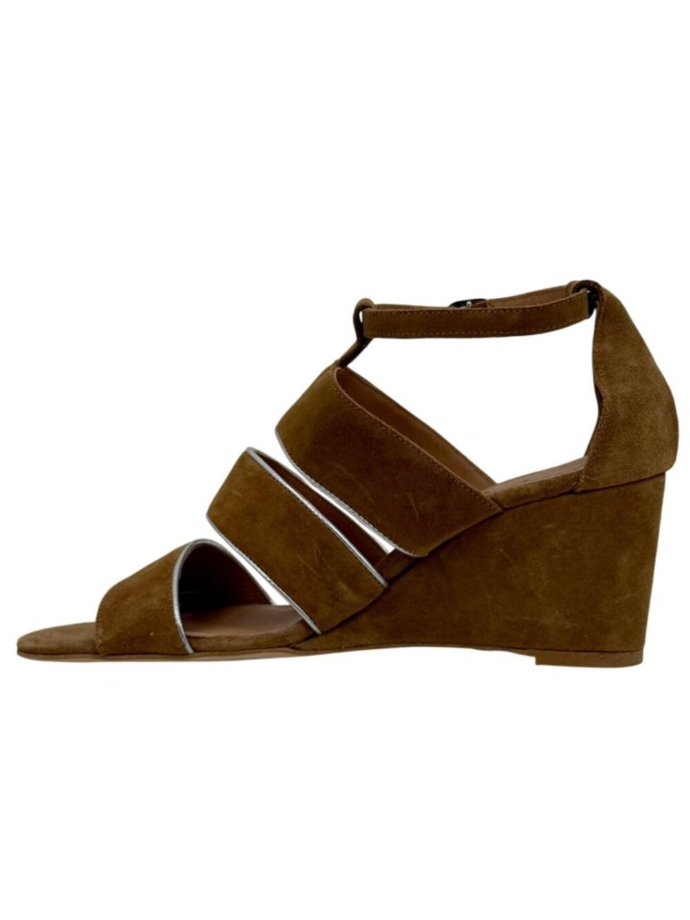 Free People Tan Suede Strappy Open-Toe Wedge Sandals 10 | Boho Grunge Festival - Picture 4 of 14